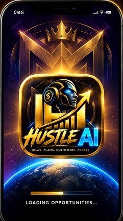 Hustle AI opening on a phone: Loading opportunities